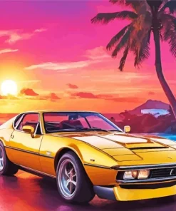 Car And Sunset 5D Diamond Painting