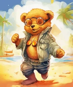 Cartoon Bear Wearing Glasses 5D Diamond Painting