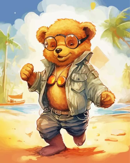 Cartoon bear wearing glasses Diamond Paintings Cartoon Bear Wearing Glasses 5D Diamond Painting