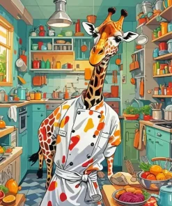 Cartoon Giraffe Chef 5D Diamond Painting
