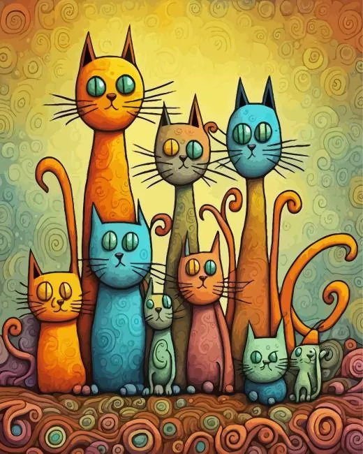 Cat Family Art Diamond By Numbers Cat Family Art 5D Diamond Painting