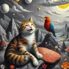Cat And Parrot Bird 5D Diamond Painting