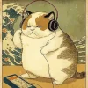 Cat Listening To Music Poster 5D Diamond Painting