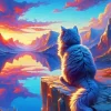 Cat Looking At Sunset 5D Diamond Painting