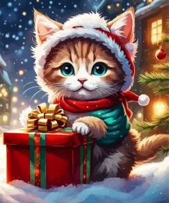 Christmas Cat 5D Diamond Painting