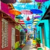 Colombia Cartagena Umbrella Street 5D Diamond Painting
