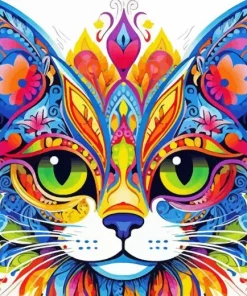 Colorful Mandala Cat Face 5D Diamond Painting