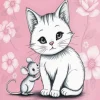 Cute Cat And Mouse Art 5D Diamond Painting