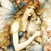 Fairy Lady And Cat 5D Diamond Painting
