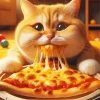 Fat Cat Eating Pizza 5D Diamond Painting