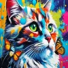 Fluffy Cat And Butterflies Art 5D Diamond Painting