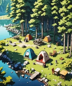 Forest Campsite 5D Diamond Painting
