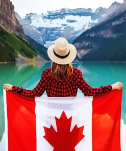 Girl Holding Canada Flag 5D Diamond Painting