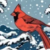Illustration Cardinal In Snow 5D Diamond Painting