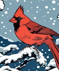 Illustration Cardinal In Snow 5D Diamond Painting