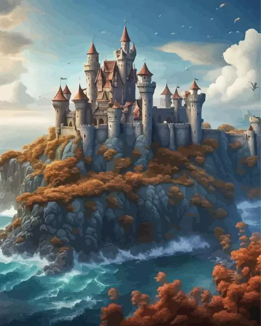 Medieval castle by the sea Diamond Paintings Medieval Castle By The Sea 5D Diamond Painting