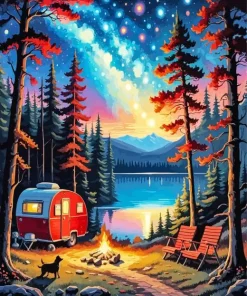 Old Red Caravan 5D Diamond Painting