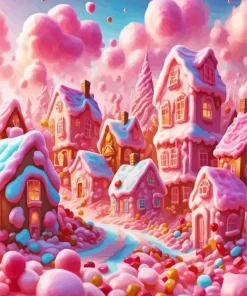 Pink Candy City 5D Diamond Painting