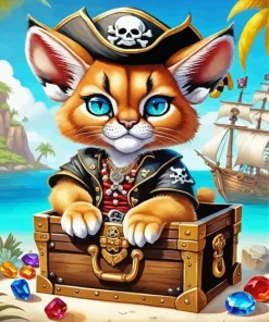 Pirate Caracal With Blue Eyes 5D Diamond Painting