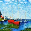 Red Boats At Argenteuil By Claude Monet 5D Diamond Painting
