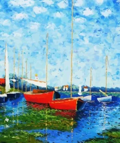 Red Boats At Argenteuil By Claude Monet 5D Diamond Painting