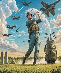 Soldier Playing Golf 5D Diamond Painting