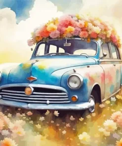 Vintage Flowers Car 5D Diamond Painting