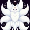 White Cartoon Nine Tailed Fox 5D Diamond Painting