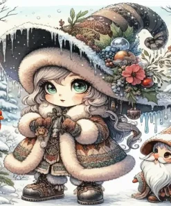 Winter Gnomes And Cardinal 5D Diamond Painting