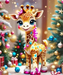 Aesthetic Christmas Giraffe 5D Diamond Painting