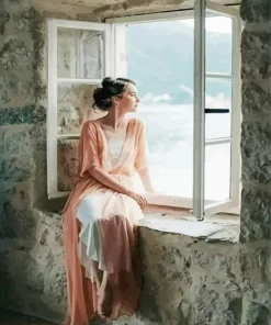 Aesthetic Girl Looking Out Window 5D Diamond Painting