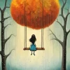 Aesthetic Girl On A Swing Art 5D Diamond Painting