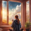 Aesthetic Girl Watching Sky Art 5D Diamond Painting