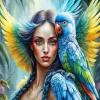 Aesthetic Girl With A Bird Art 5D Diamond Painting
