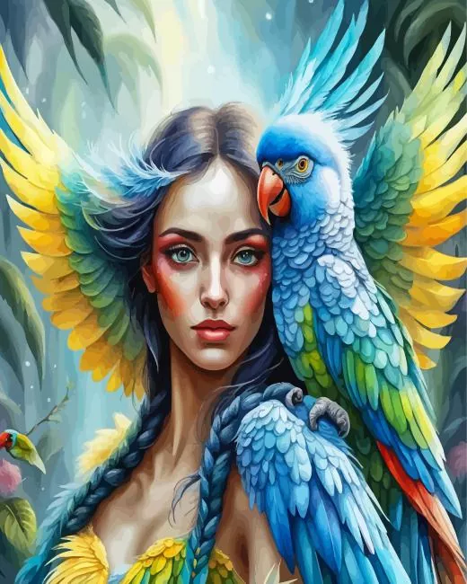 aesthetic girl with a bird art Diamond Paintings Aesthetic Girl With A Bird Art 5D Diamond Painting