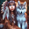 Aesthetic Girl With Wolf Art 5D Diamond Painting