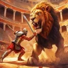 Aesthetic Gladiator And Lion Art 5D Diamond Painting