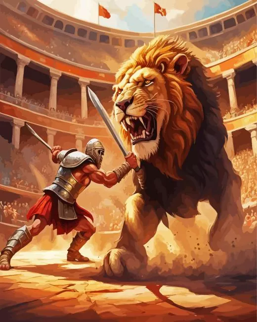aesthetic gladiator and lion art Diamond Paintings Aesthetic Gladiator And Lion Art 5D Diamond Painting