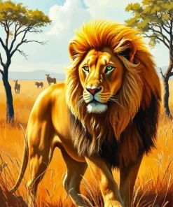 Aesthetic Golden Lion Art 5D Diamond Painting