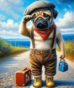 Aesthetic Sad Pug Art 5D Diamond Painting