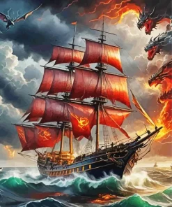 Aesthetic Sailboat In Storm Art 5D Diamond Painting