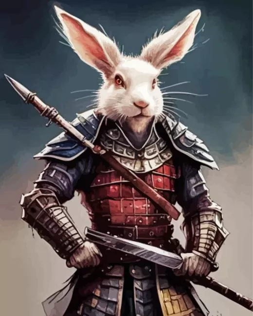 aesthetic samurai rabbit Diamond Dotz Aesthetic Samurai Rabbit 5D Diamond Painting