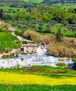 Aesthetic Saturnia Hot Springs Art 5D Diamond Painting