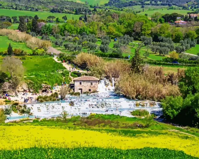 aesthetic saturnia hot springs art Diamond By Numbers Aesthetic Saturnia Hot Springs Art 5D Diamond Painting