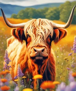 Aesthetic Scottish Cow Art 5D Diamond Painting