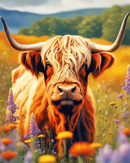 aesthetic scottish cow art Diamond Paintings Aesthetic Scottish Cow Art 5D Diamond Painting