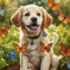 Baby Dog And Butterflies 5D Diamond Painting