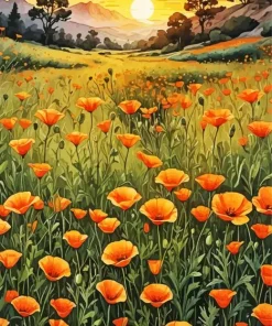 California Poppy Meadow 5D Diamond Painting