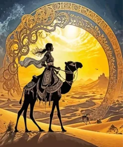 Camel And Girl Silhouette 5D Diamond Painting