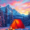 Campsite In Snow 5D Diamond Painting